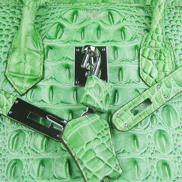 Replica Hermes Birkin 30CM Crocodile Head Veins Bag Green 6088 On Sale